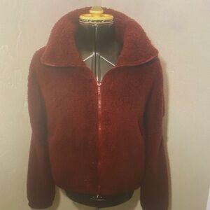Women's Burgundy Sherpa Jacket